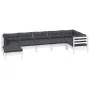 8-piece garden furniture set with white cushions made of pine wood by , Garden sets - Ref: Foro24-3096551, Price: 587,02 €, D...