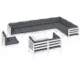 Muebles de jardín 11 pzas y cojines blanco madera maciza pino de , Conjuntos de jardín - Ref: Foro24-3096786, Precio: 954,56 ...