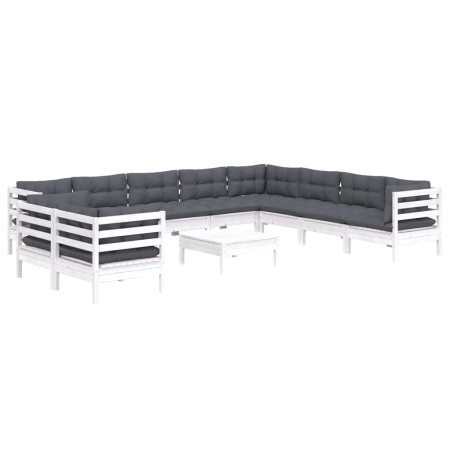 Gartenmöbel 11 Stk. und Kissen weißes massives Kiefernholz von , Gartensets - Ref: Foro24-3096918, Preis: 966,80 €, Rabatt: %