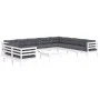 Gartenmöbel 11 Stk. und Kissen weißes massives Kiefernholz von , Gartensets - Ref: Foro24-3096918, Preis: 954,56 €, Rabatt: %