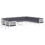 Gartenmöbel 11 Stk. und Kissen weißes massives Kiefernholz von , Gartensets - Ref: Foro24-3096918, Preis: 966,80 €, Rabatt: %