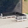 8 Stk. Gartenmöbel und Kissen aus massivem Kiefernholz weiß von , Gartensets - Ref: Foro24-3096972, Preis: 679,89 €, Rabatt: %