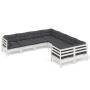 Muebles de jardín 8 pzas y cojines blanco madera maciza de pino de , Conjuntos de jardín - Ref: Foro24-3096972, Precio: 688,5...