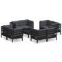 Muebles de jardín 9 pzas con cojines antracita madera de pino