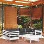 7 Stk. Gartenmöbel mit Kissen aus weißem Kiefernholz von , Gartensets - Ref: Foro24-3097302, Preis: 617,41 €, Rabatt: %