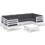 Muebles de jardín 7 pzas con cojines blanco madera de pino de , Conjuntos de jardín - Ref: Foro24-3097302, Precio: 617,21 €