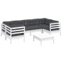7 Stk. Gartenmöbel mit Kissen aus weißem Kiefernholz von , Gartensets - Ref: Foro24-3097302, Preis: 609,68 €, Rabatt: %