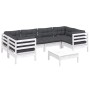 7 Stk. Gartenmöbel mit Kissen aus weißem Kiefernholz von , Gartensets - Ref: Foro24-3097302, Preis: 617,41 €, Rabatt: %