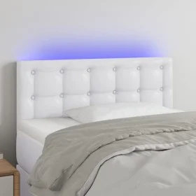 Headboard with LED white synthetic leather 80x5x78/88 cm by , Headboards and footboards - Ref: Foro24-3121685, Price: 48,07 €...