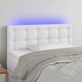 Kopfteil mit LED, weißem Kunstleder, 80 x 5 x 78/88 cm von , Kopf- und Fußteile - Ref: Foro24-3121685, Preis: 42,17 €, Rabatt: %