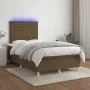 Box spring bed with mattress and LED dark brown fabric 120x200 cm by , Beds and slatted bases - Ref: Foro24-3135504, Price: 3...