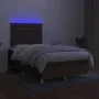 Box spring bed with mattress and LED dark brown fabric 120x200 cm by , Beds and slatted bases - Ref: Foro24-3135504, Price: 3...