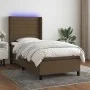 Cama box spring colchón luces LED tela marrón oscuro 100x200cm de , Camas y somieres - Ref: Foro24-3138376, Precio: 375,84 €,...