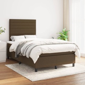 Box spring bed with dark brown fabric mattress 120x200 cm by , Beds and slatted bases - Ref: Foro24-3141844, Price: 423,40 €,...