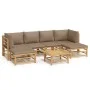 7-piece garden furniture set made of bamboo with gray taupe cushions by , Garden sets - Ref: Foro24-3155133, Price: 665,56 €,...