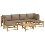 7-piece garden furniture set made of bamboo with gray taupe cushions by , Garden sets - Ref: Foro24-3155133, Price: 665,56 €,...