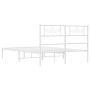 Bettgestell aus weißem Metall mit Kopfteil 140x200 cm von , Betten und Lattenroste - Ref: Foro24-355317, Preis: 101,91 €, Rab...