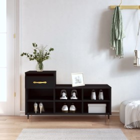 Shoe cabinet made of black plywood wood 102x36x60 cm by , Shoe racks and shoe organizers - Ref: Foro24-831357, Price: 47,41 €...