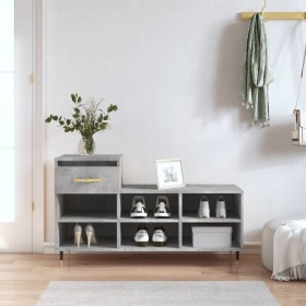 Mueble zapatero madera contrachapada gris hormigón 102x36x60 cm