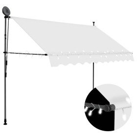 Toldo manual retráctil con LED crema 250 cm Toldo manual retráctil con LED crema 250 cm