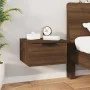 Wall-mounted bedside table in brown oak color, 34x30x20 cm by , Lockers and storage cabinets - Ref: Foro24-817091, Price: 32,...