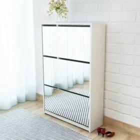 Shoe rack with 3 levels and white mirror 63x17x102.5 cm by vidaXL, Shoe racks and shoe organizers - Ref: Foro24-243048, Price...