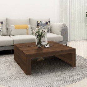 Mesa de centro madera contrachapada marrón roble 100x100x35 cm