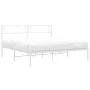 Metal bed frame with white headboard 140x190 cm by , Beds and slatted bases - Ref: Foro24-372326, Price: 99,61 €, Discount: %