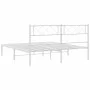 Metal bed frame with white headboard 140x190 cm by , Beds and slatted bases - Ref: Foro24-372326, Price: 99,61 €, Discount: %