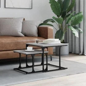 Mesa de centro apilable 2 pzas madera ingeniería gris Sonoma de , Mesas de centro - Ref: Foro24-833371, Precio: 43,61 €, Desc...