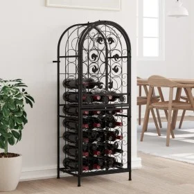 Black wrought iron wine rack for 41 bottles, measuring 45x36x120 cm. by , Wine racks - Ref: Foro24-358370, Price: 143,19 €, D...