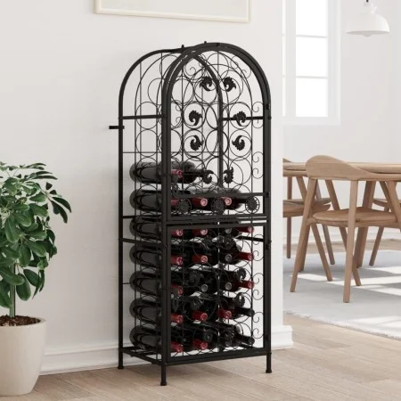 Black wrought iron wine rack for 41 bottles, measuring 45x36x120 cm. by , Wine racks - Ref: Foro24-358370, Price: 143,19 €, D...