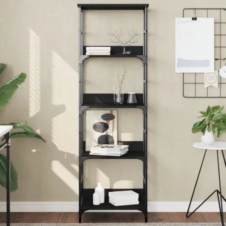 Estantería de madera de ingeniería negra 50x33x153 cm de , Librerías y estanterías - Ref: Foro24-835274, Precio: 62,97 €, Des...