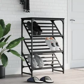 Engineered wood shoe cabinet in black, 60x30x85 cm by , Shoe racks and shoe organizers - Ref: Foro24-833423, Price: 49,73 €, ...