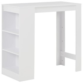 Mesa alta de cocina con estantería blanco 110x50x103 cm