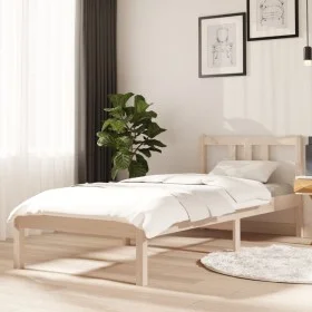 Solid wood bed frame 75x190 cm by , Beds and slatted bases - Ref: Foro24-814844, Price: 86,39 €, Discount: %