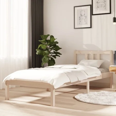 Solid wood bed frame 75x190 cm by , Beds and slatted bases - Ref: Foro24-814844, Price: 86,37 €, Discount: %