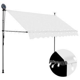 Toldo manual retráctil con LED crema 300 cm Toldo manual retráctil con LED crema 300 cm