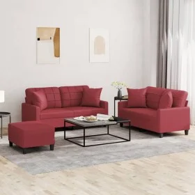 Set Sofas mit Kissen 3 Stück Kunstleder rot rot von , Sofas - Ref: Foro24-3201376, Preis: 524,05 €, Rabatt: %