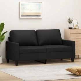 Zweiplätziges schwarzes Kunstledersofa, 140 cm. von , Sofas - Ref: Foro24-359137, Preis: 200,86 €, Rabatt: %