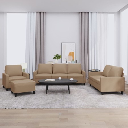 Set von Sofas mit Kissen 4 Stück Kunstleder Cappuccino von , Sofas - Ref: Foro24-3201407, Preis: 621,38 €, Rabatt: %