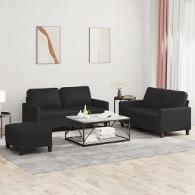 Juego de sofás con cojines 3 piezas cuero sintético negro de , Sofás - Ref: Foro24-3201413, Precio: 452,60 €, Descuento: %