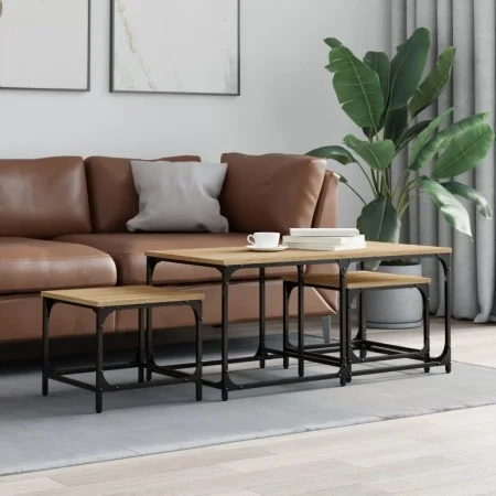 Stapelbare Couchtische 3 Stk. Holzwerkstoff Sonoma Eiche von , Couchtisch - Ref: Foro24-835390, Preis: 59,36 €, Rabatt: %