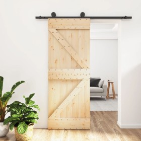 Puerta corredera con herrajes madera maciza de pino 70x210 cm