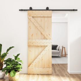 Puerta corredera con herrajes madera maciza de pino 85x210 cm