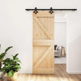 Schiebetür mit Beschlägen aus massivem Kiefernholz, 70 x 210 cm von , Türen - Ref: Foro24-3203122, Preis: 179,72 €, Rabatt: %
