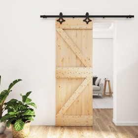 Schiebetür mit Beschlägen aus massivem Kiefernholz, 70 x 210 cm von , Türen - Ref: Foro24-3203136, Preis: 177,72 €, Rabatt: %