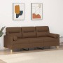 3-seater sofa with brown fabric cushions 180 cm by , Sofas - Ref: Foro24-3200832, Price: 273,56 €, Discount: %