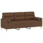 Sofá de 3 plazas con cojines tela marrón 180 cm de , Sofás - Ref: Foro24-3200832, Precio: 269,25 €, Descuento: %
