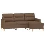 Sofá de 3 plazas con taburete de tela marrón 180 cm by , Sofas - Ref: Foro24-3201076, Price: 299,72 €, Discount: %